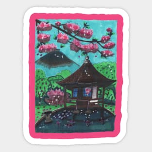 Japanese House by the Mountain Sticker